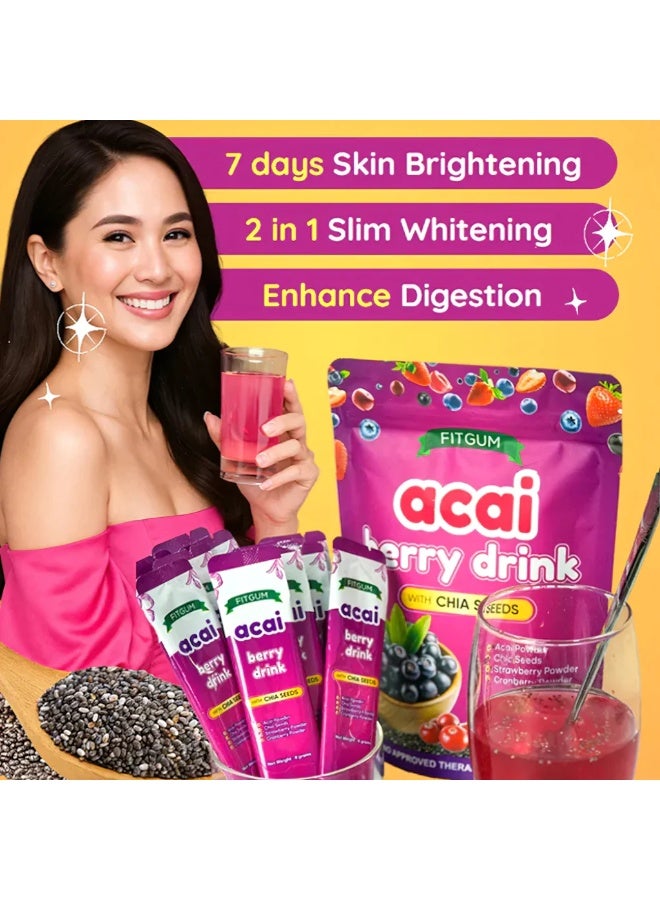 FITGUM Fitarm Acai Berry Drink with Chia Seeds - 10 Sachets (3 Pieces) - Image 3